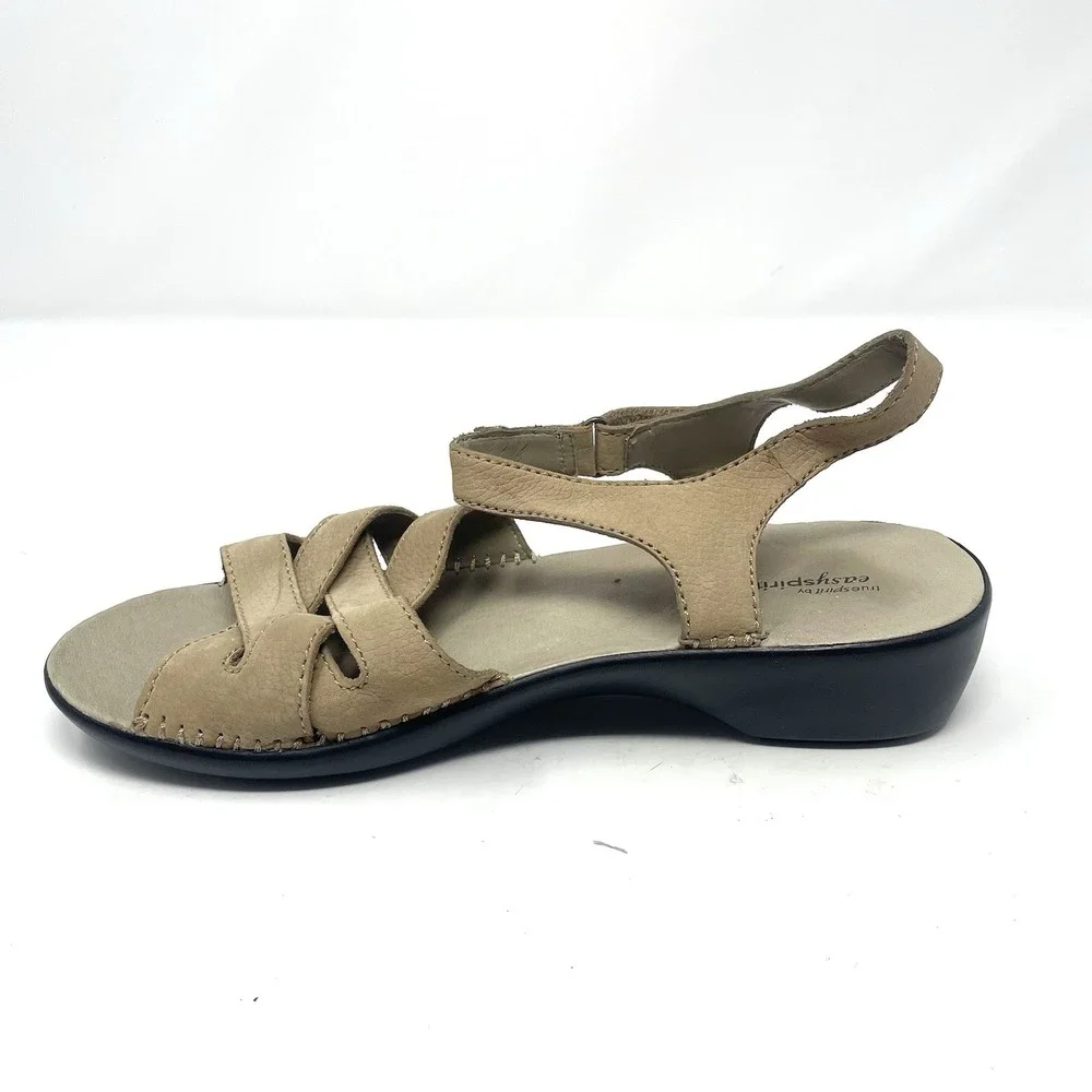 Easy‎ Spirit Just Love Itt Tan Leather Comfort Sandals Ankle Strap 10 Wide